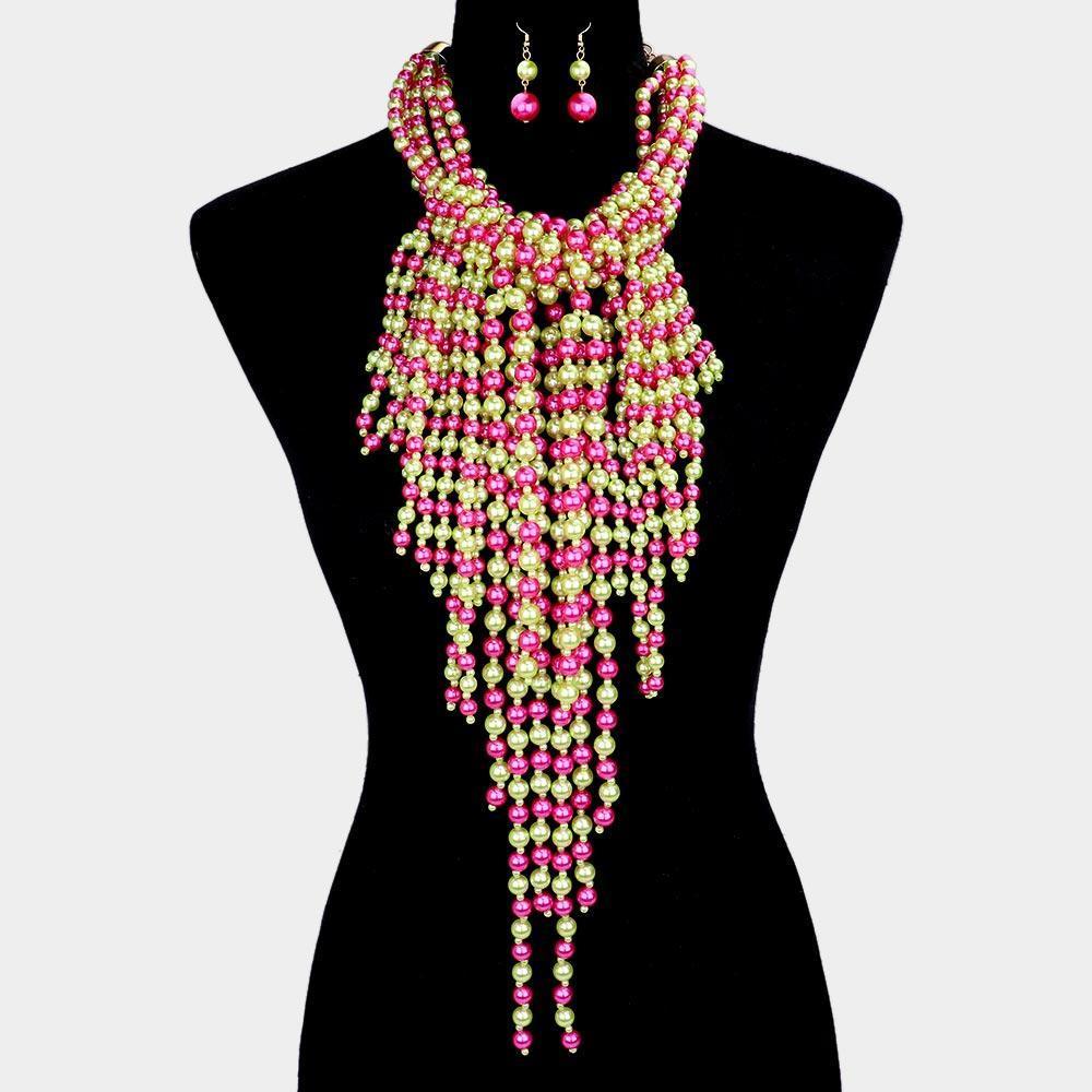 Pink Multi Pearl Strand Statement Necklace - Jewelry Store by Erik Rayo