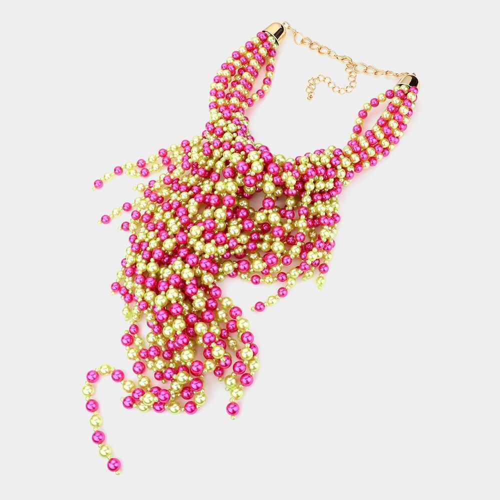 Pink Multi Pearl Strand Statement Necklace - Jewelry Store by Erik Rayo