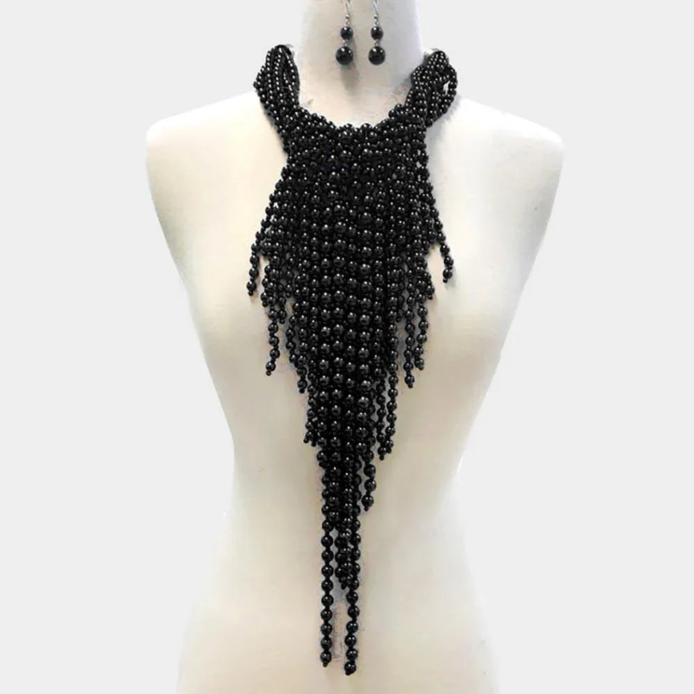 Black Multi Pearl Strand Statement Necklace - Jewelry Store by Erik Rayo