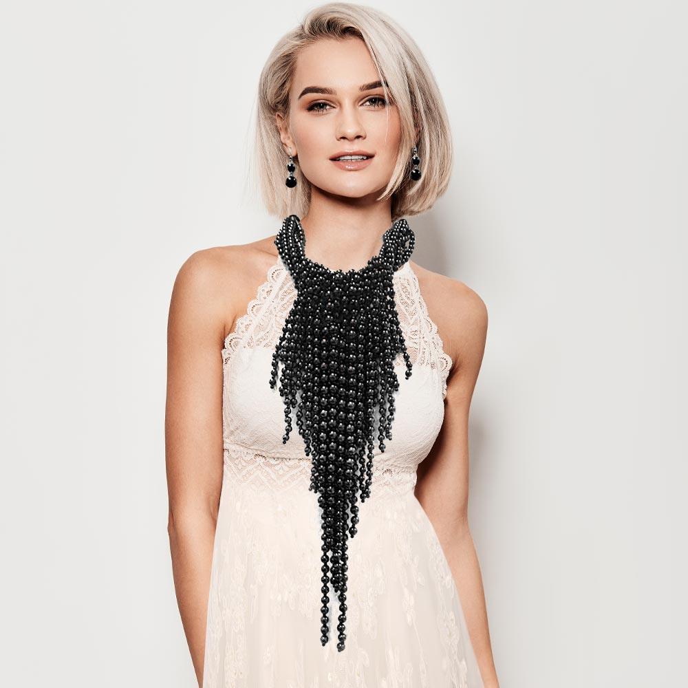 Black Multi Pearl Strand Statement Necklace - Jewelry Store by Erik Rayo