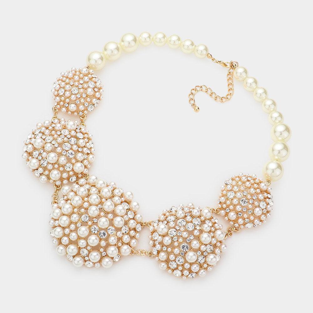 Cream Bubble Stone Pearl Cluster Dome Link Necklace - Jewelry Store by Erik Rayo