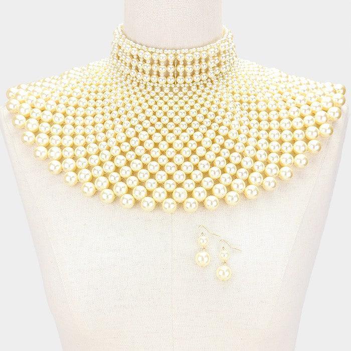Brown Pearl armor bib choker necklace - Jewelry Store by Erik Rayo