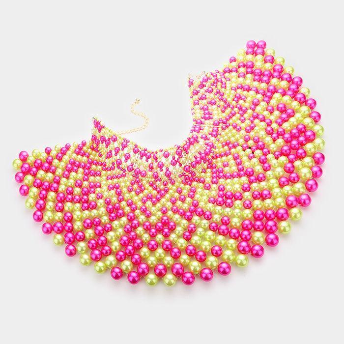 Pink Pearl armor bib choker necklace - Jewelry Store by Erik Rayo
