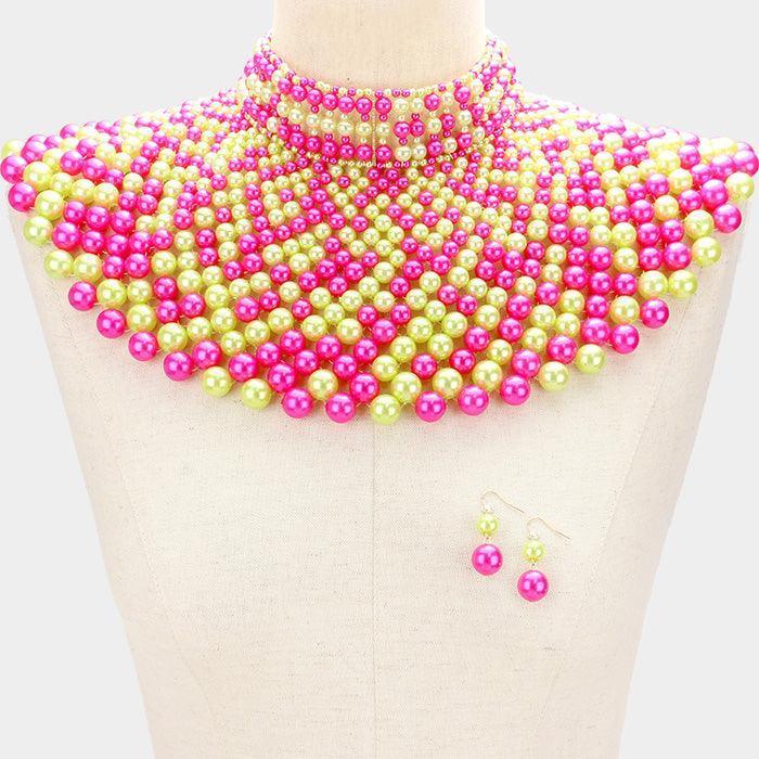 Pink Pearl armor bib choker necklace - Jewelry Store by Erik Rayo