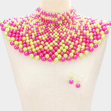 Load image into Gallery viewer, Pink Pearl armor bib choker necklace
