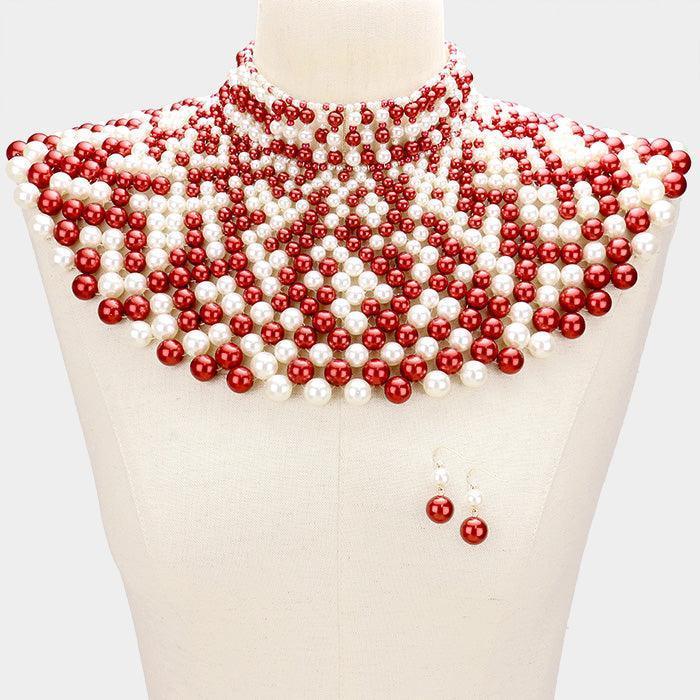 Gold Pearl armor bib choker necklace - Jewelry Store by Erik Rayo