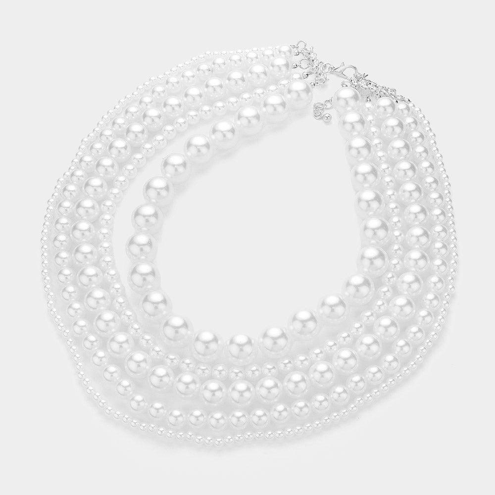 White Multi Layered Pearl Necklace - Jewelry Store by Erik Rayo