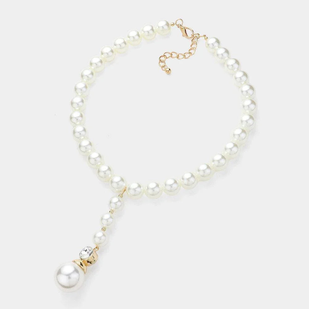 Cream Pearl Dropdown Pointed Necklace - Jewelry Store by Erik Rayo