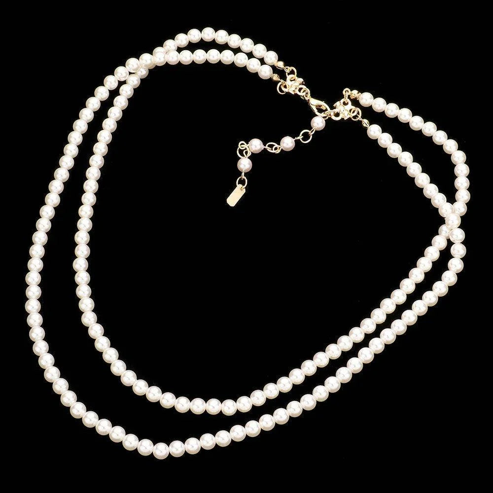 Cream Double Layered Pearl Necklace - Jewelry Store by Erik Rayo