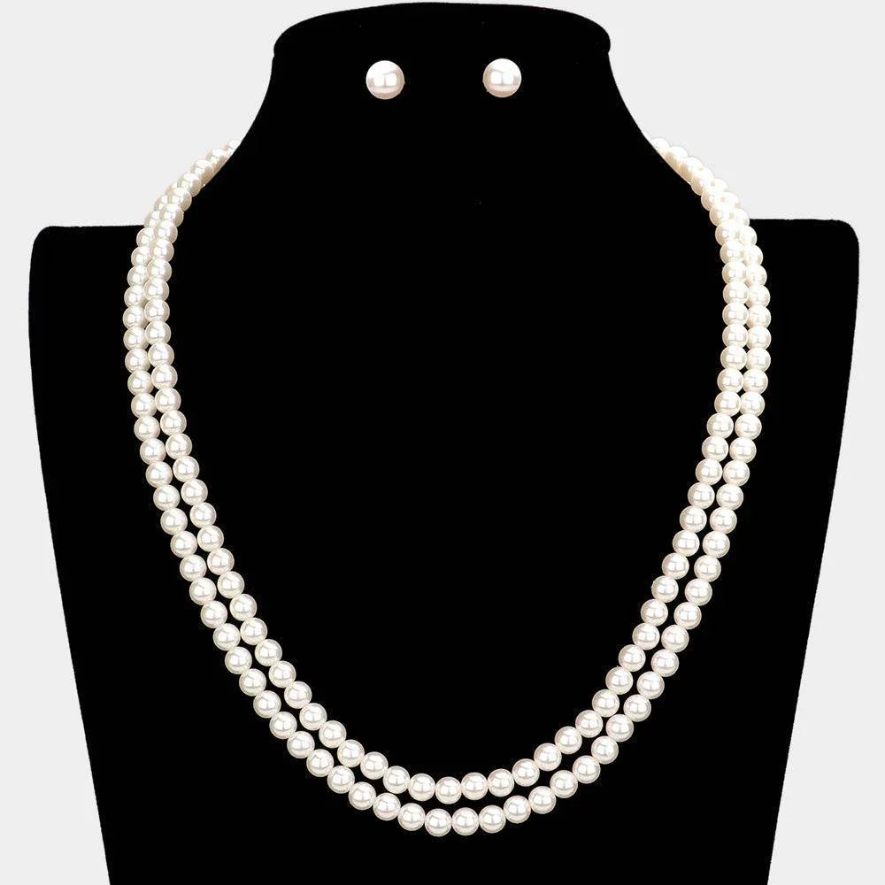 Cream Double Layered Pearl Necklace - Jewelry Store by Erik Rayo