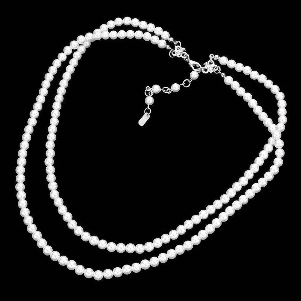 White Double Layered Pearl Necklace - Jewelry Store by Erik Rayo