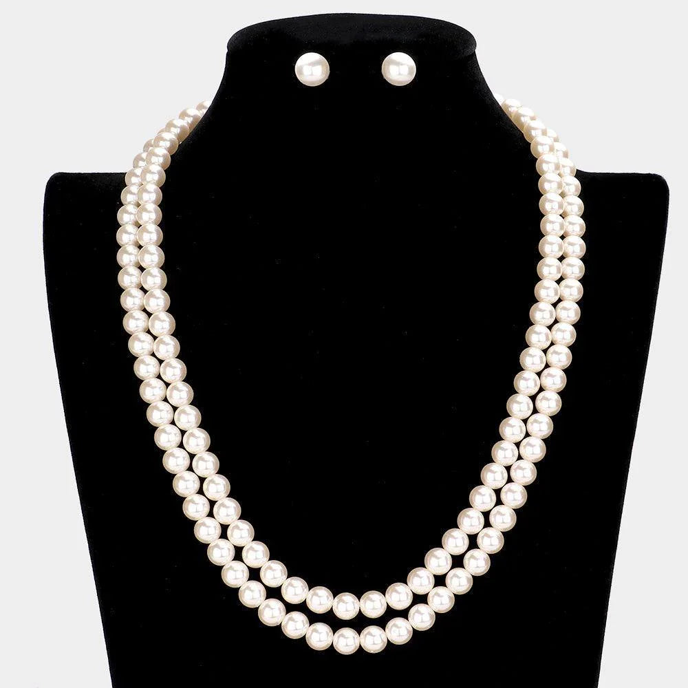 Cream Double Layered Pearl Necklace - Jewelry Store by Erik Rayo