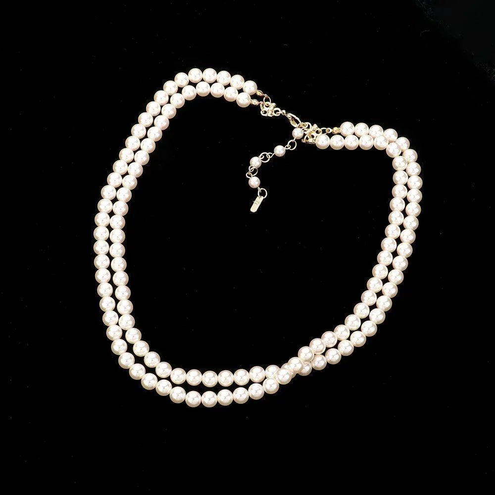 Cream Double Layered Pearl Necklace - Jewelry Store by Erik Rayo