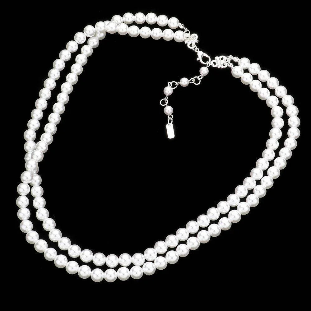 White Double Layered Pearl Necklace - Jewelry Store by Erik Rayo