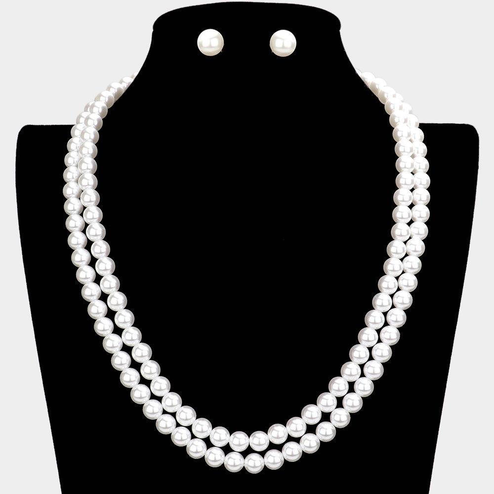 White Double Layered Pearl Necklace