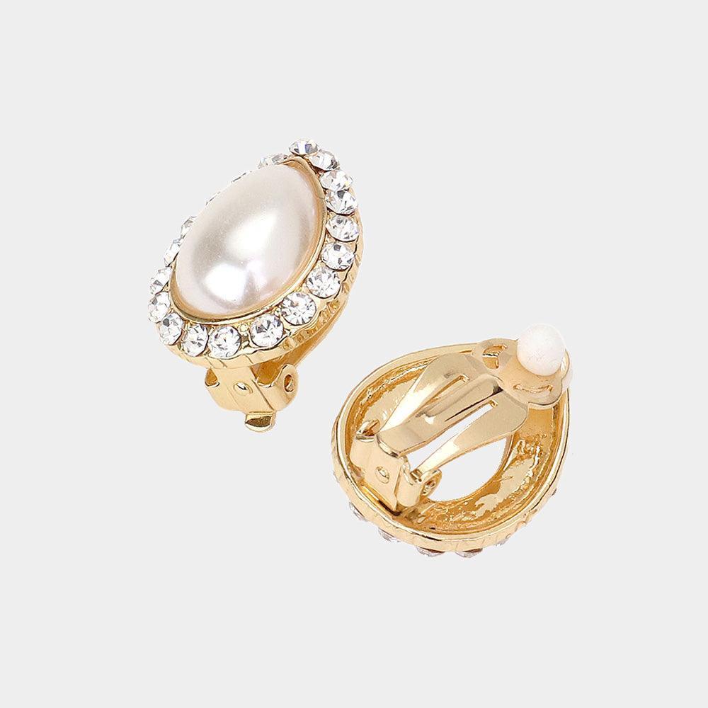 Gold Crystal Trim Pearl Pendant Necklace - Jewelry Store by Erik Rayo