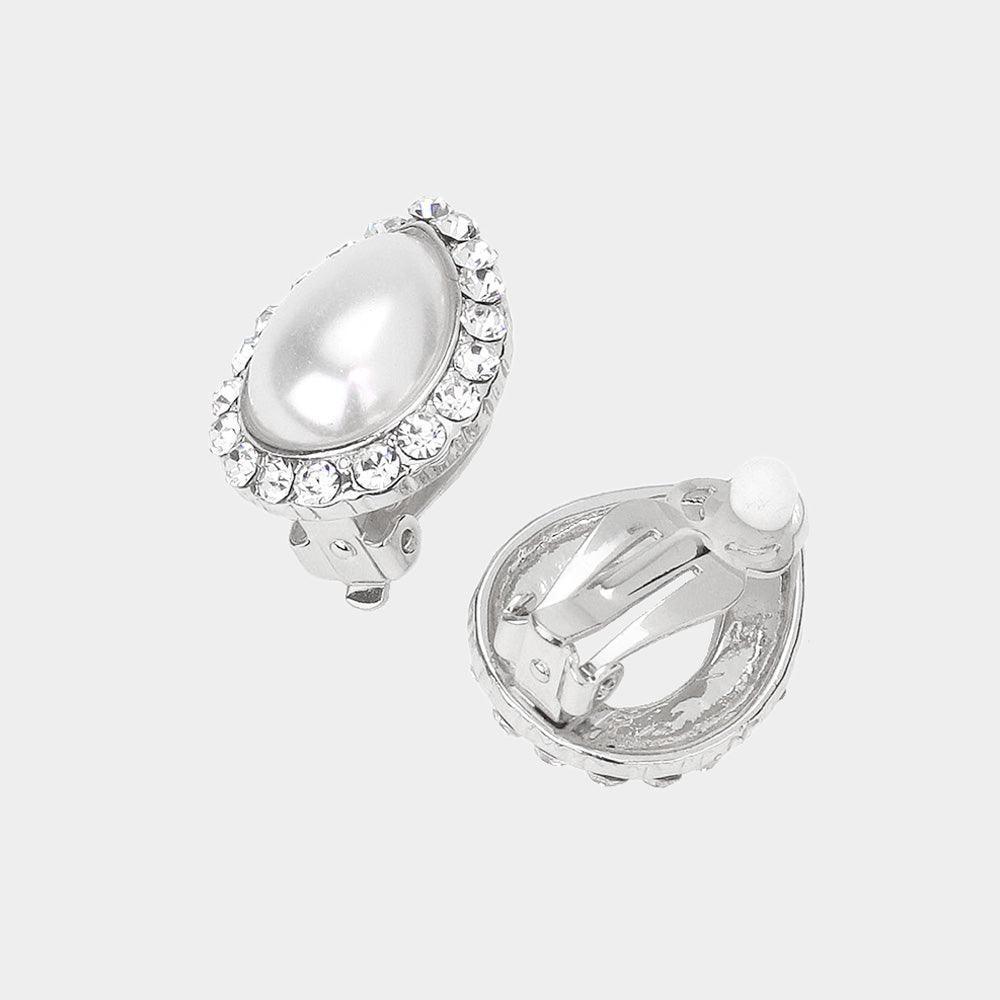 White Crystal Trim Pearl Pendant Necklace - Jewelry Store by Erik Rayo