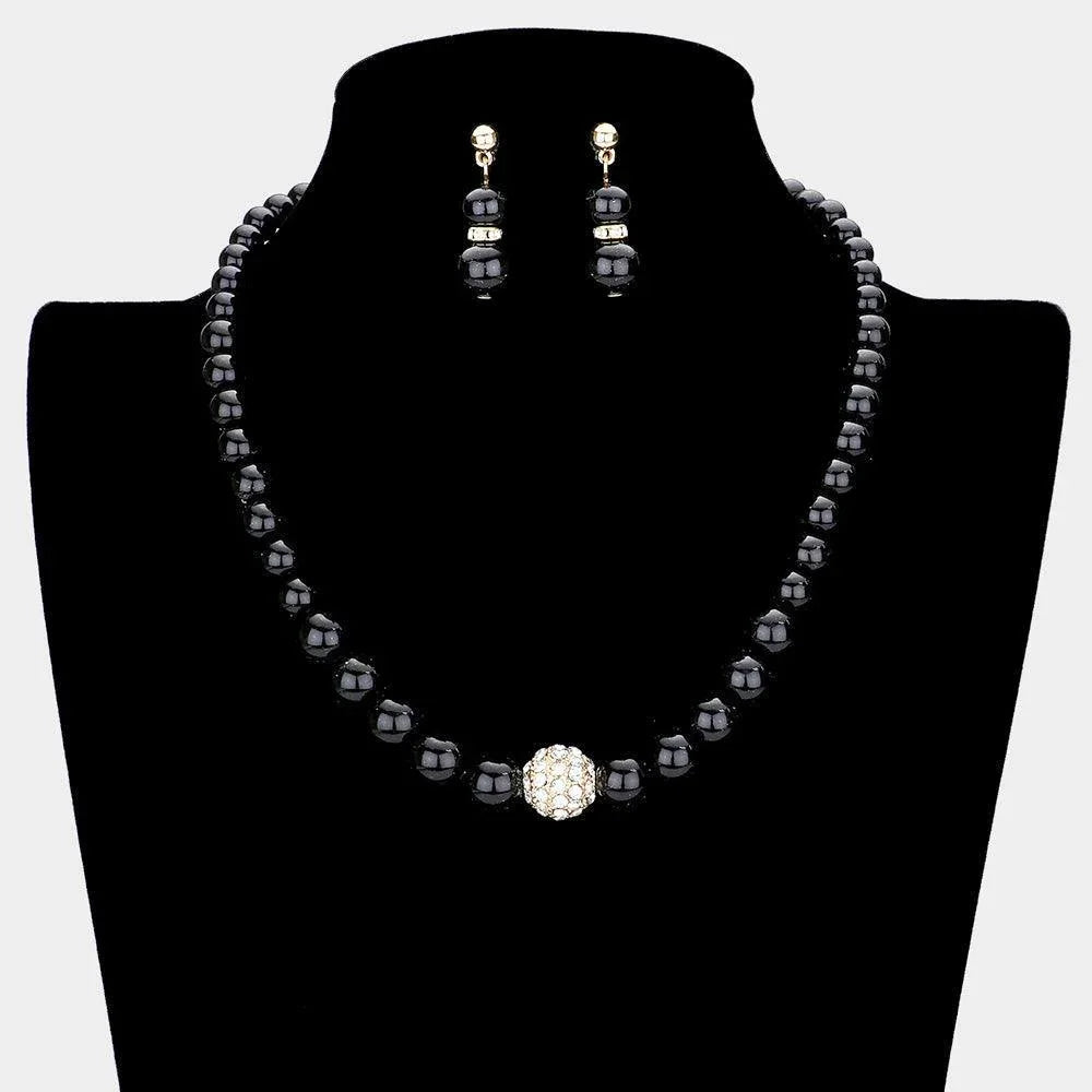 Gold Pave Ball & Pearl Strand Necklace - Jewelry Store by Erik Rayo