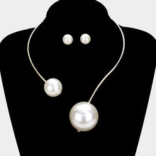 Load image into Gallery viewer, Gold Double Pearl Open Choker Necklace
