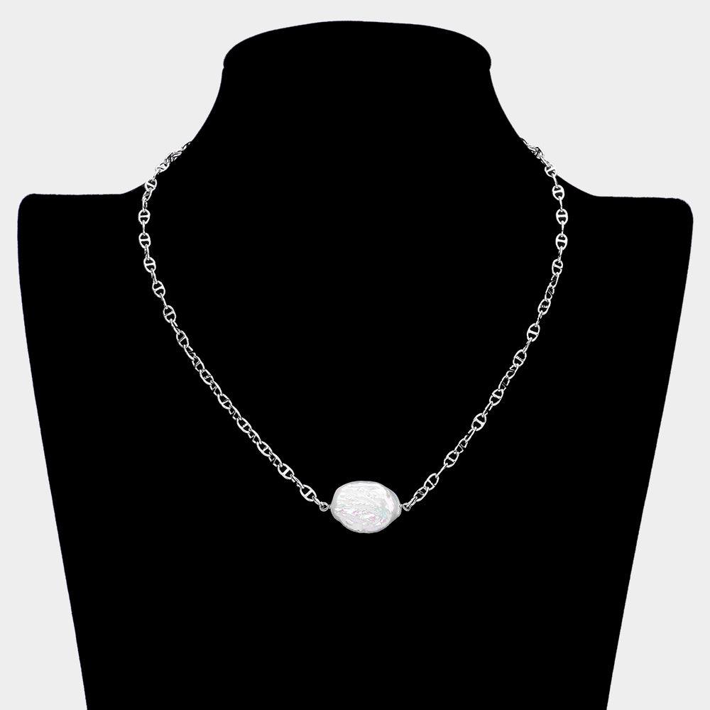 Silver Freshwater Pearl Pendant Necklace