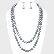 Load image into Gallery viewer, Silver 60&quot; Pearl Necklace
