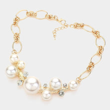 Load image into Gallery viewer, Gold Pearl Ball Embellished Necklace
