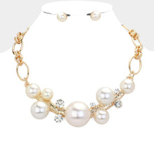 Load image into Gallery viewer, Gold Pearl Ball Embellished Necklace
