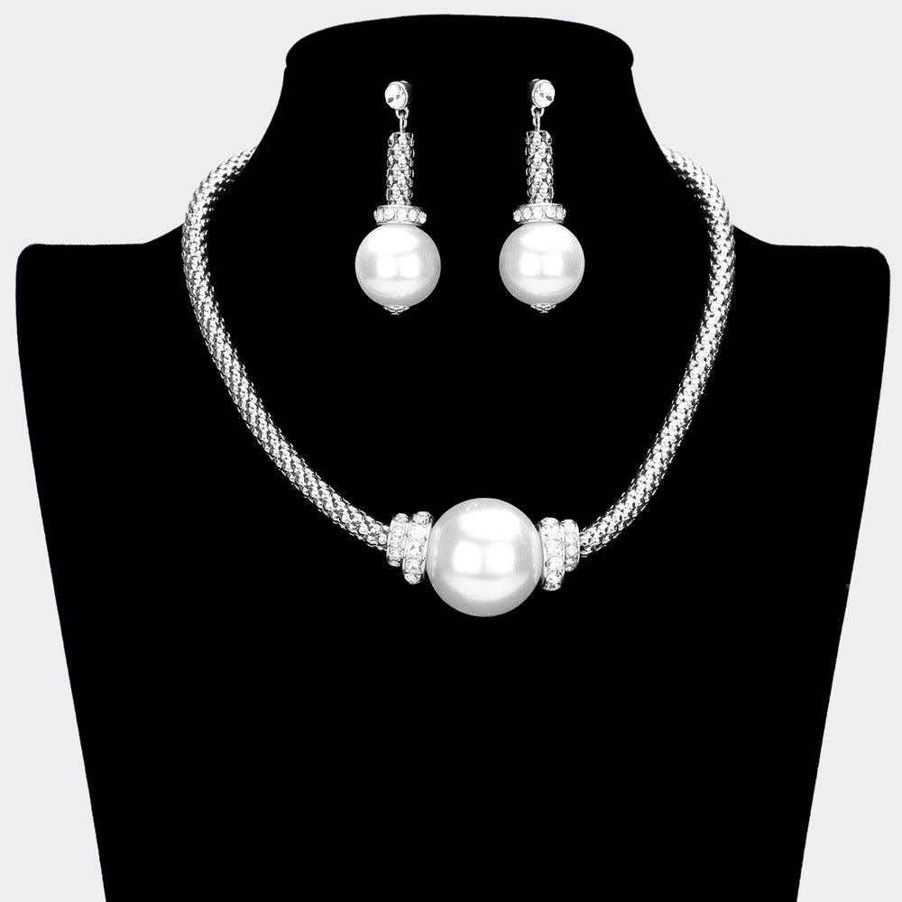 White Pearl Accented Necklace