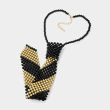 Load image into Gallery viewer, Black Pearl Neck Tie Necklace
