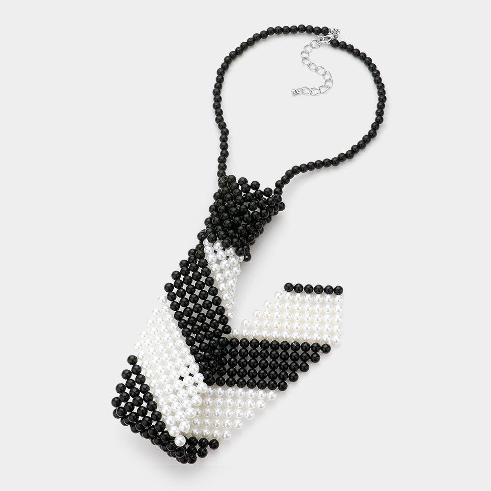 White Pearl Neck Tie Necklace - Jewelry Store by Erik Rayo