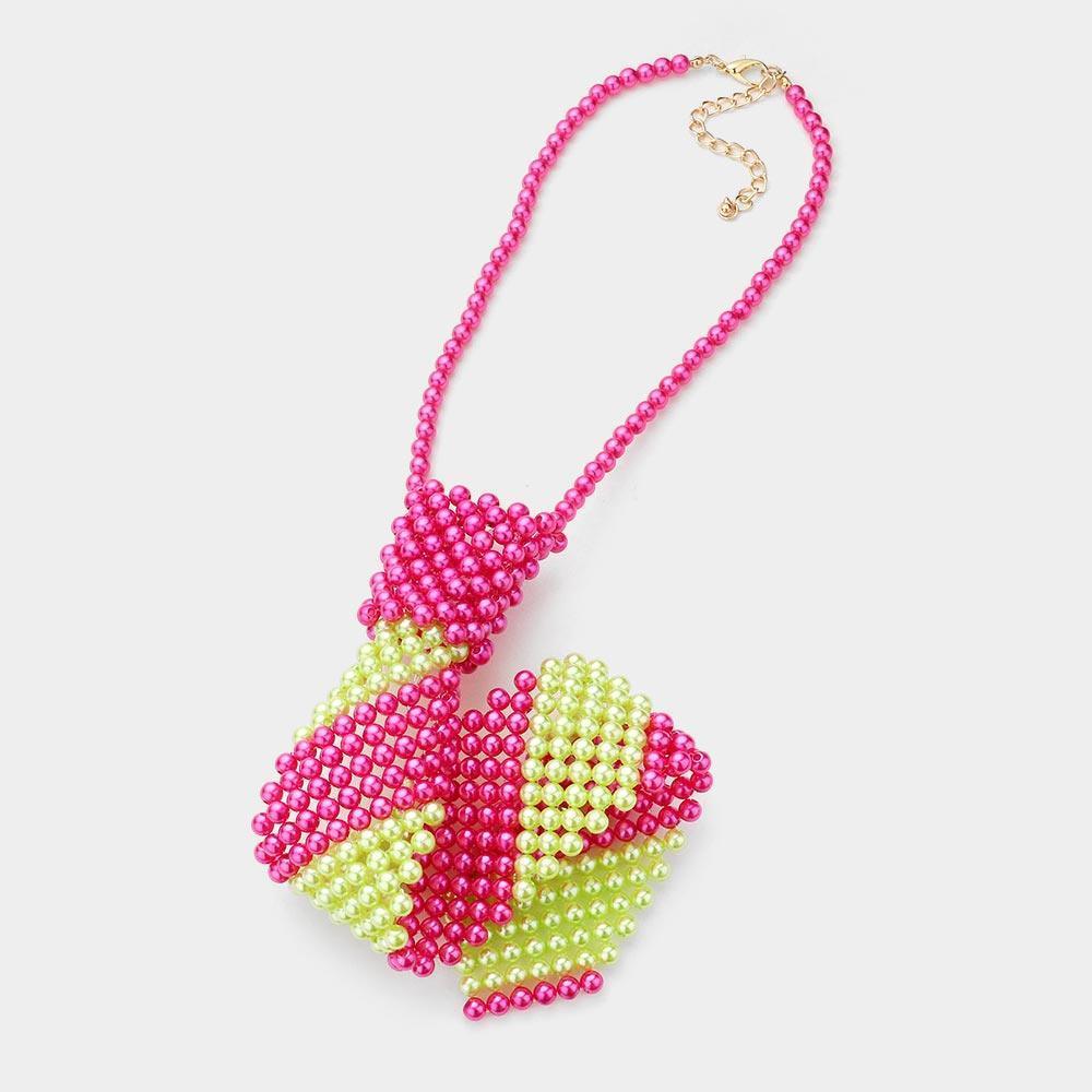 Pink Pearl Neck Tie Necklace - Jewelry Store by Erik Rayo