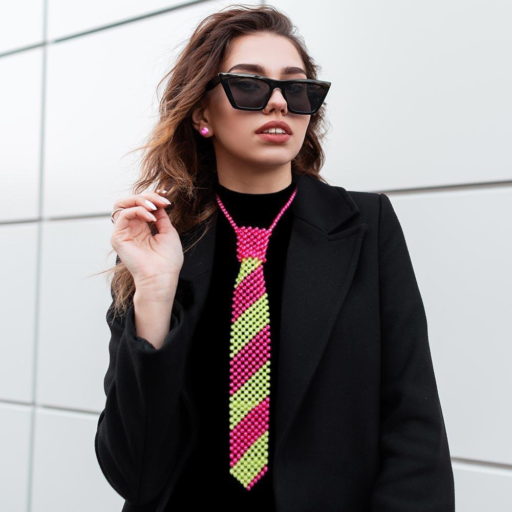 Pink Pearl Neck Tie Necklace - Jewelry Store by Erik Rayo