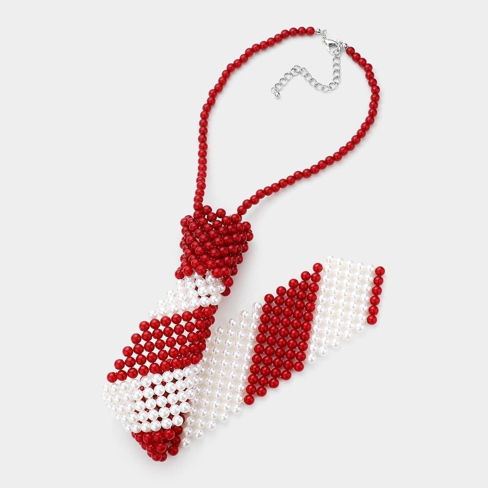 Red Pearl Neck Tie Necklace - Jewelry Store by Erik Rayo