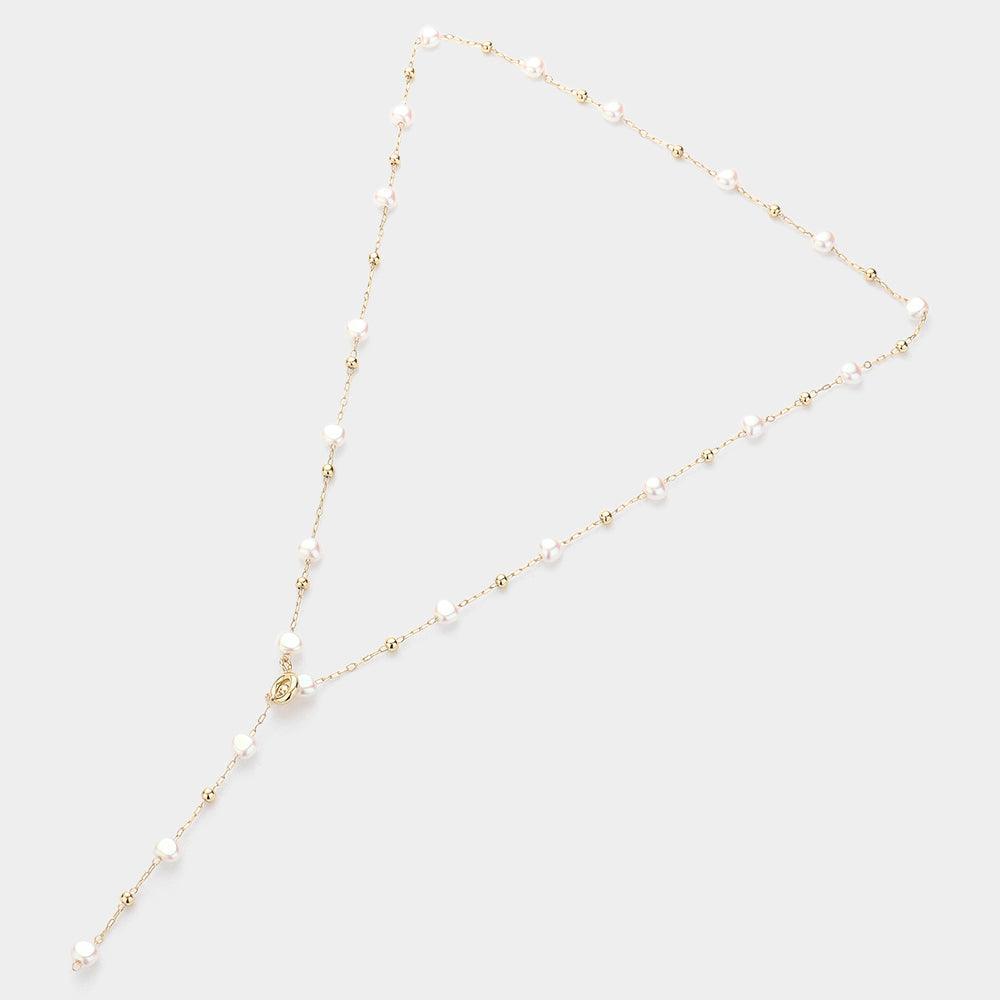 Cream Pearl Strand Y Shaped Necklace - Jewelry Store by Erik Rayo