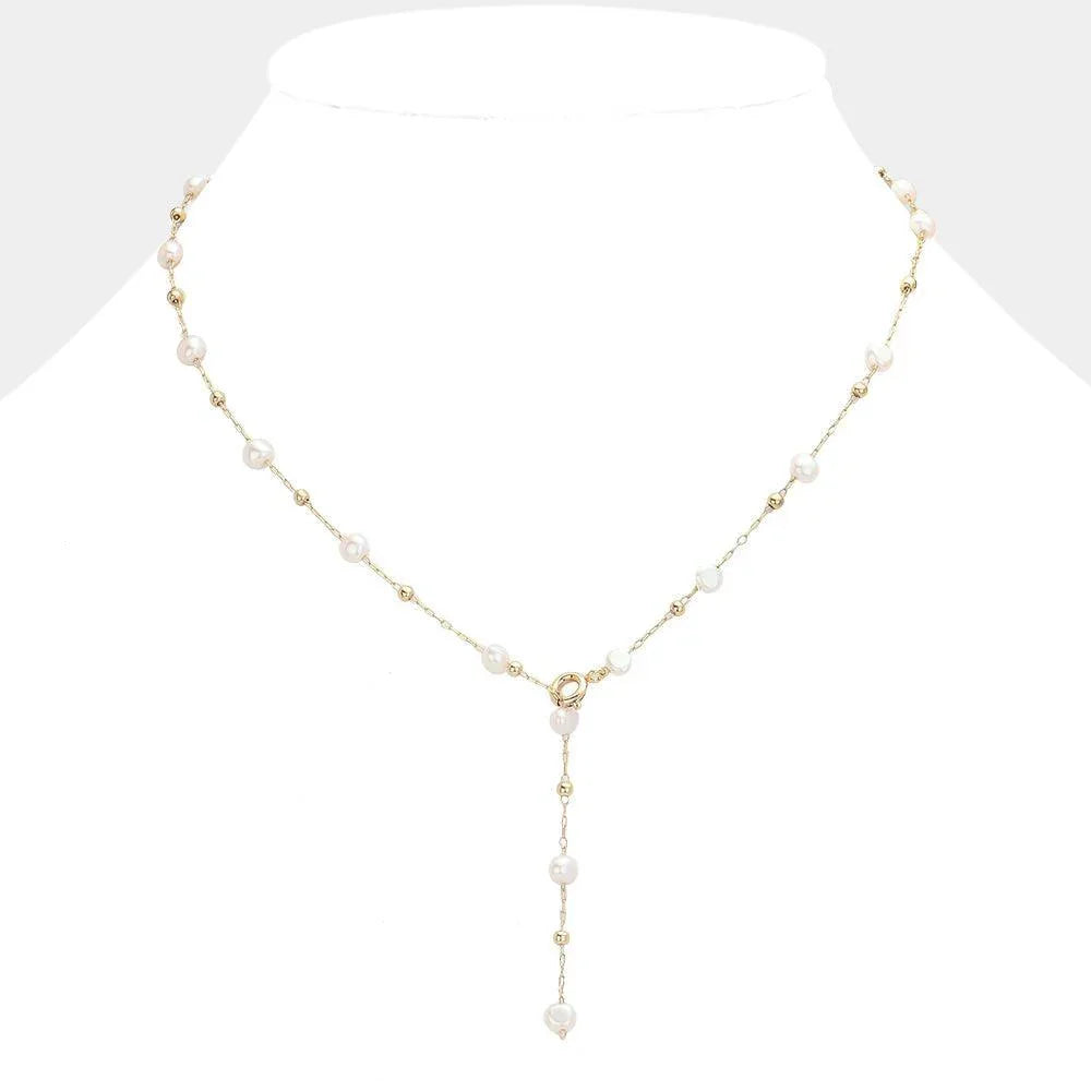 Cream Pearl Strand Y Shaped Necklace - Jewelry Store by Erik Rayo