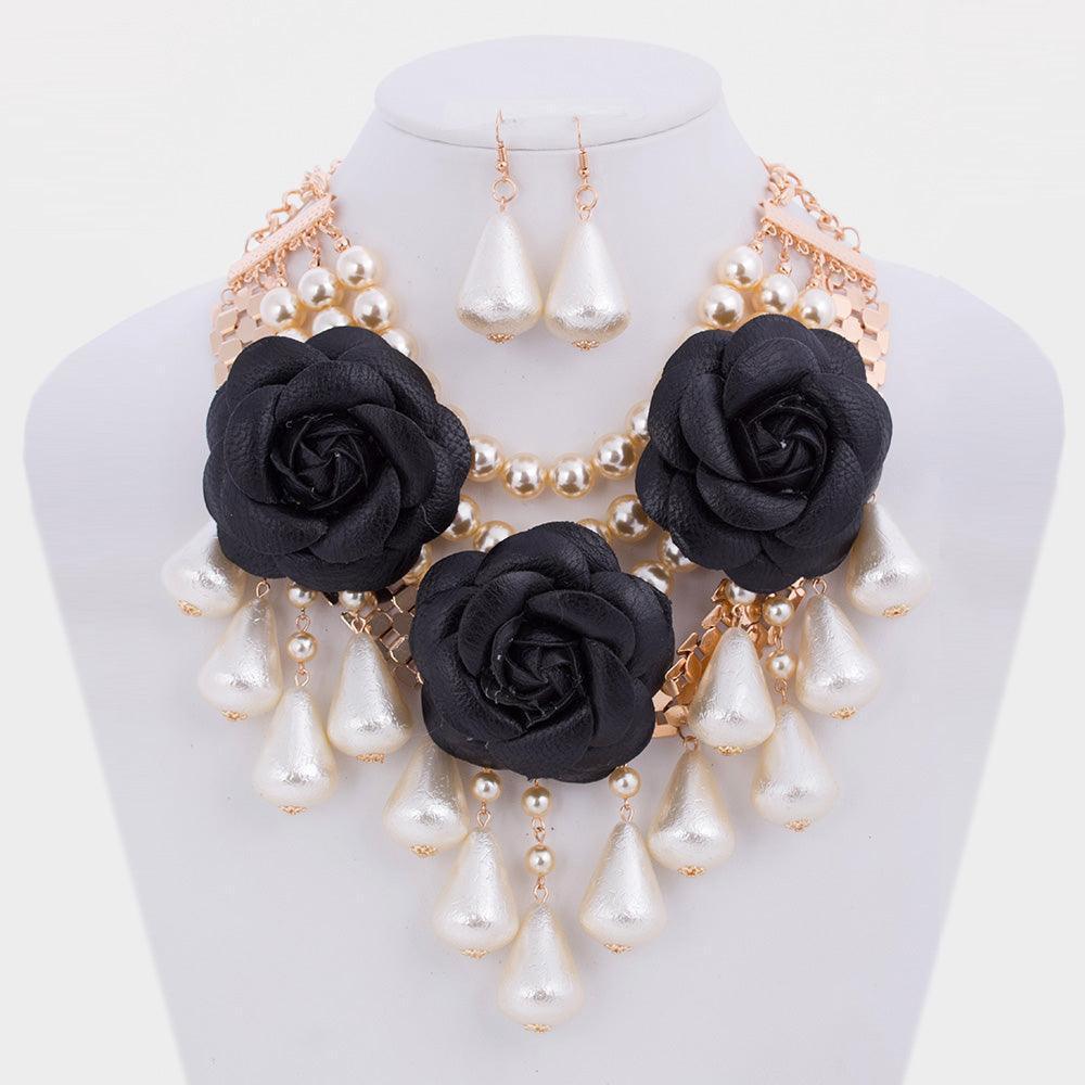 Cream Chunky Rose Pearl Bib Necklace - Jewelry Store by Erik Rayo