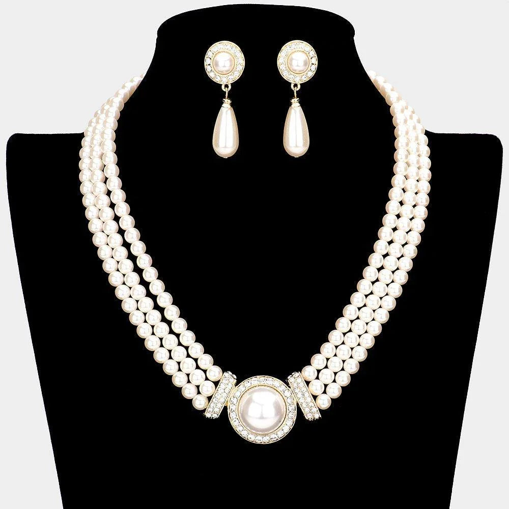 Cream 3Row Pearl Necklace - Jewelry Store by Erik Rayo