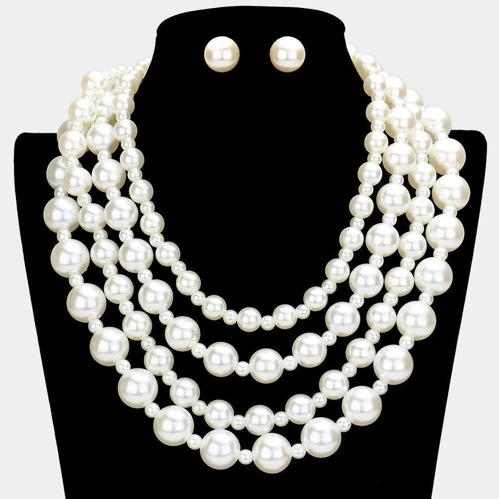 Cream Pearl Multi Layered Necklace - Jewelry Store by Erik Rayo