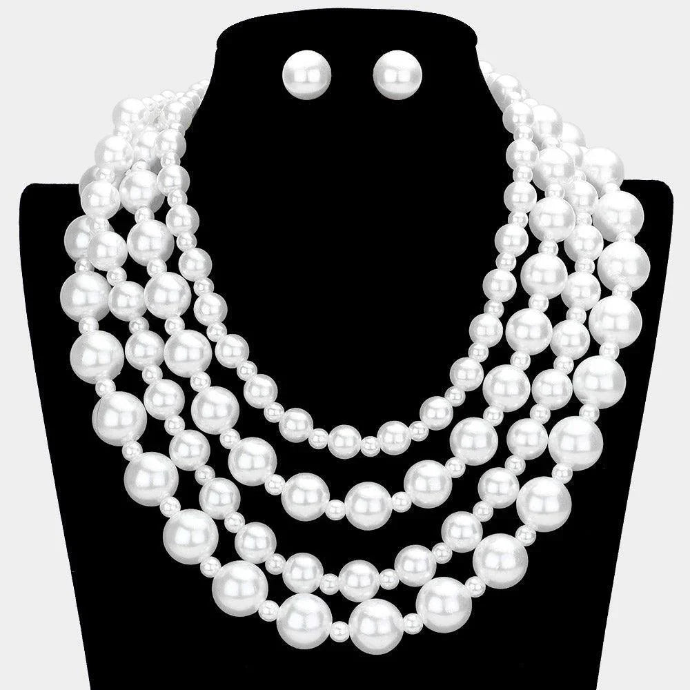 White Pearl Multi Layered Necklace - Jewelry Store by Erik Rayo
