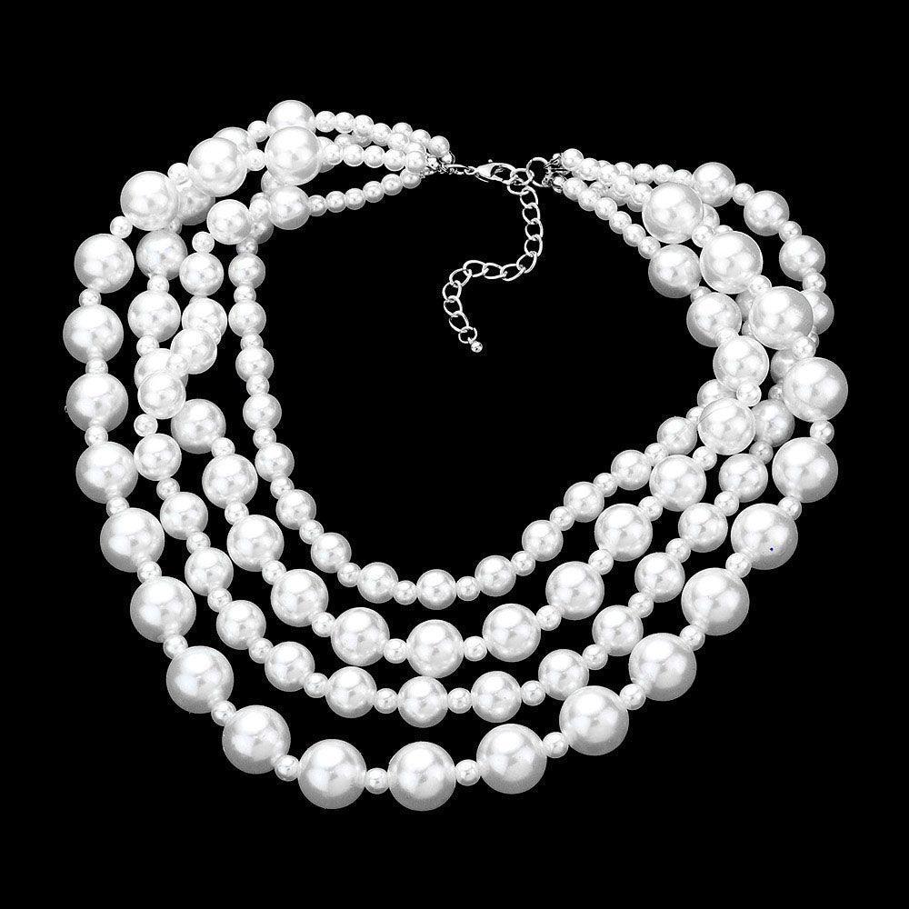 White Pearl Multi Layered Necklace - Jewelry Store by Erik Rayo