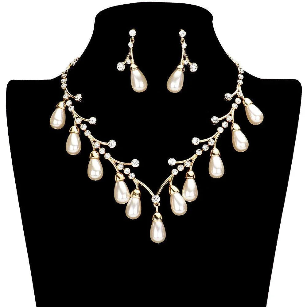 Cream Crystal Pearl Branch Necklace - Jewelry Store by Erik Rayo
