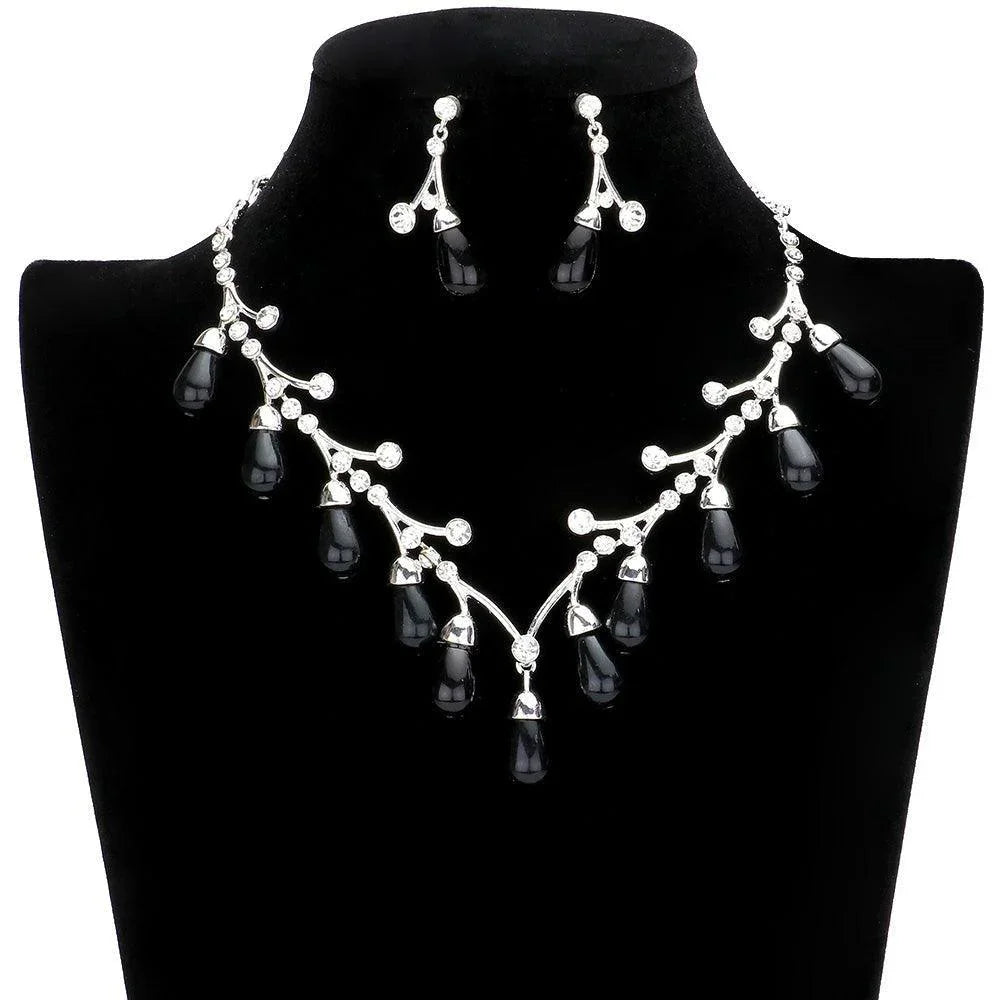 Black Crystal Pearl Branch Necklace - Jewelry Store by Erik Rayo