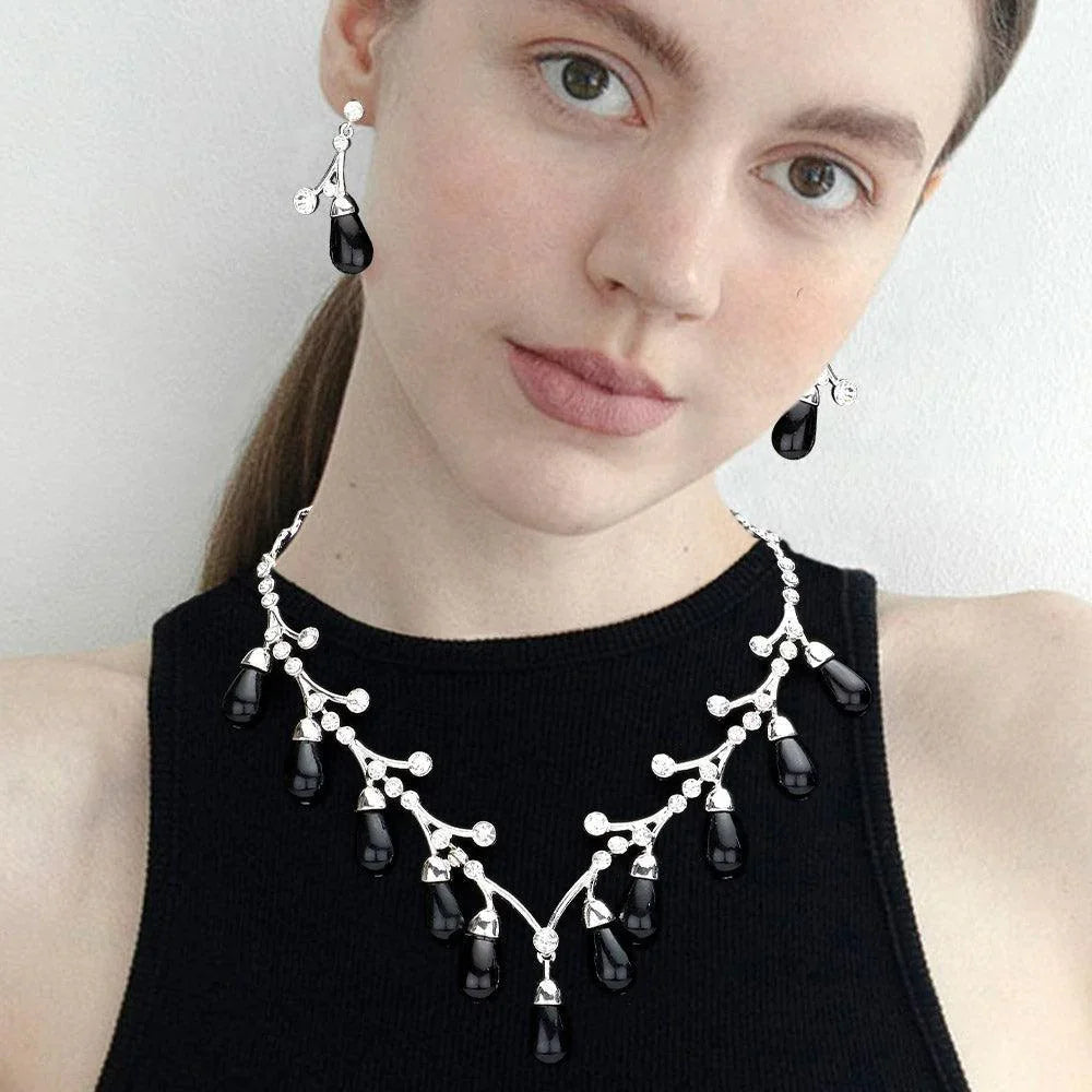 Black Crystal Pearl Branch Necklace - Jewelry Store by Erik Rayo