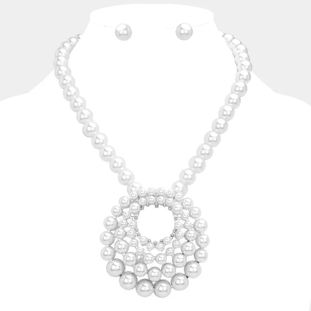 White Pearl Cluster Statement Necklace - Jewelry Store by Erik Rayo
