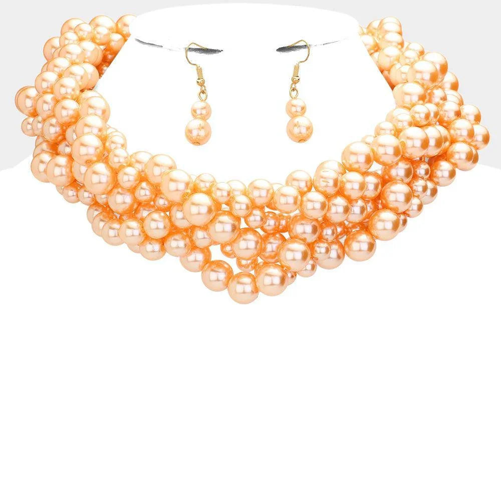 Brown Twisted Multi-Strand Pearl Necklace - Jewelry Store by Erik Rayo