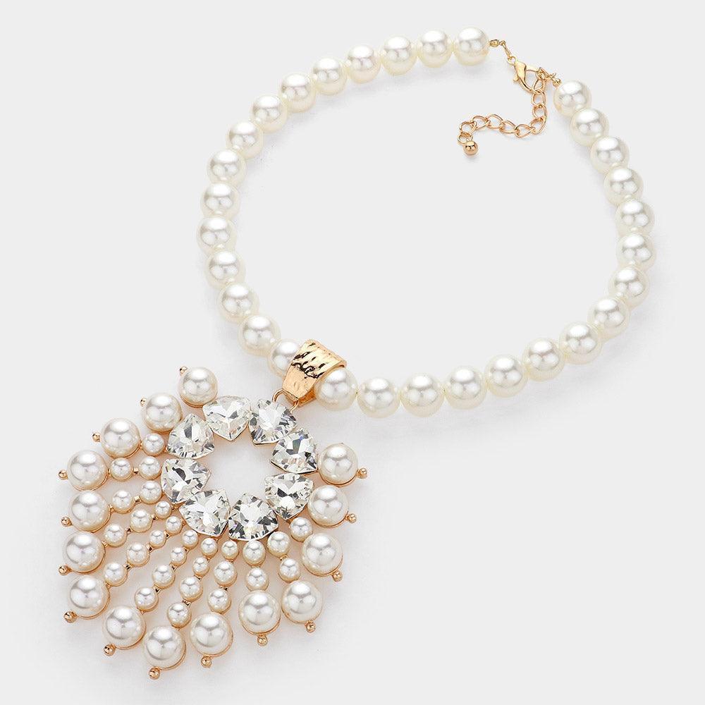 Cream Oversized Pearl Pendant Statement Necklace - Jewelry Store by Erik Rayo