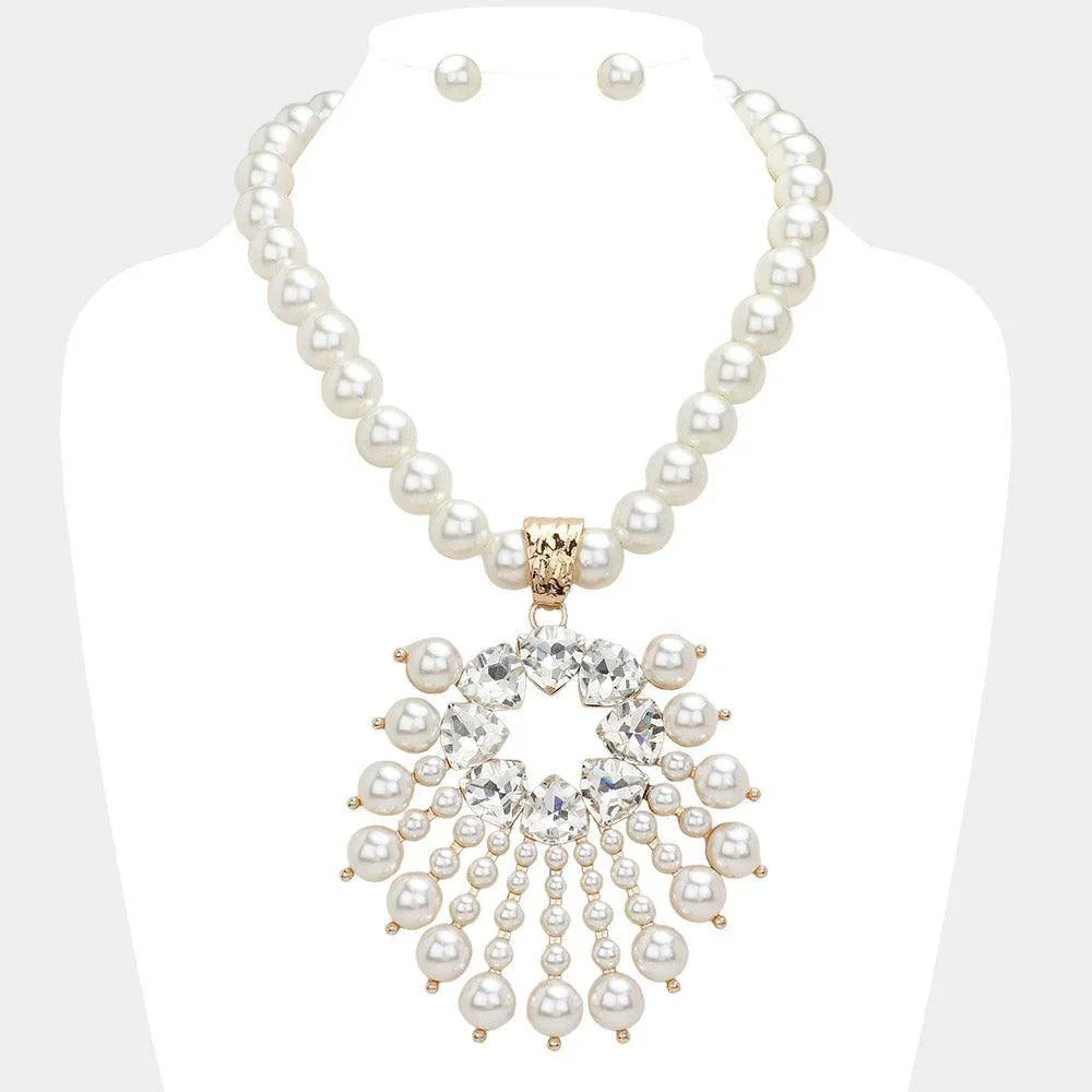 Cream Oversized Pearl Pendant Statement Necklace - Jewelry Store by Erik Rayo