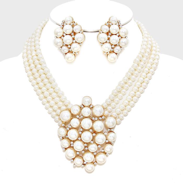 Gold Crystal Pearl Bubble Necklace - Jewelry Store by Erik Rayo
