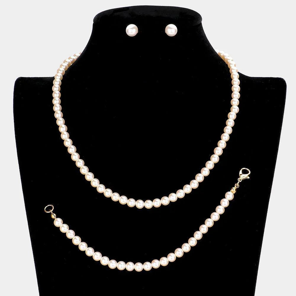 Cream 3 Piece Pearl Necklace Set - Jewelry Store by Erik Rayo