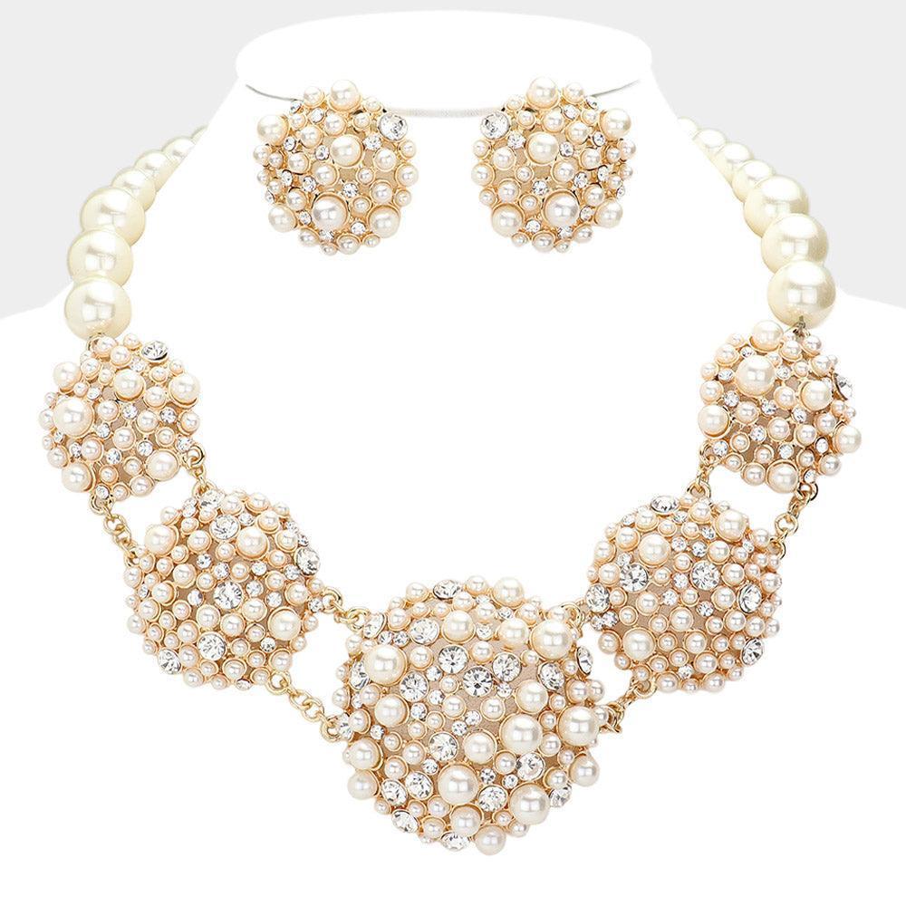 Cream Crystal Pearl Bubble Cluster Necklace - Jewelry Store by Erik Rayo
